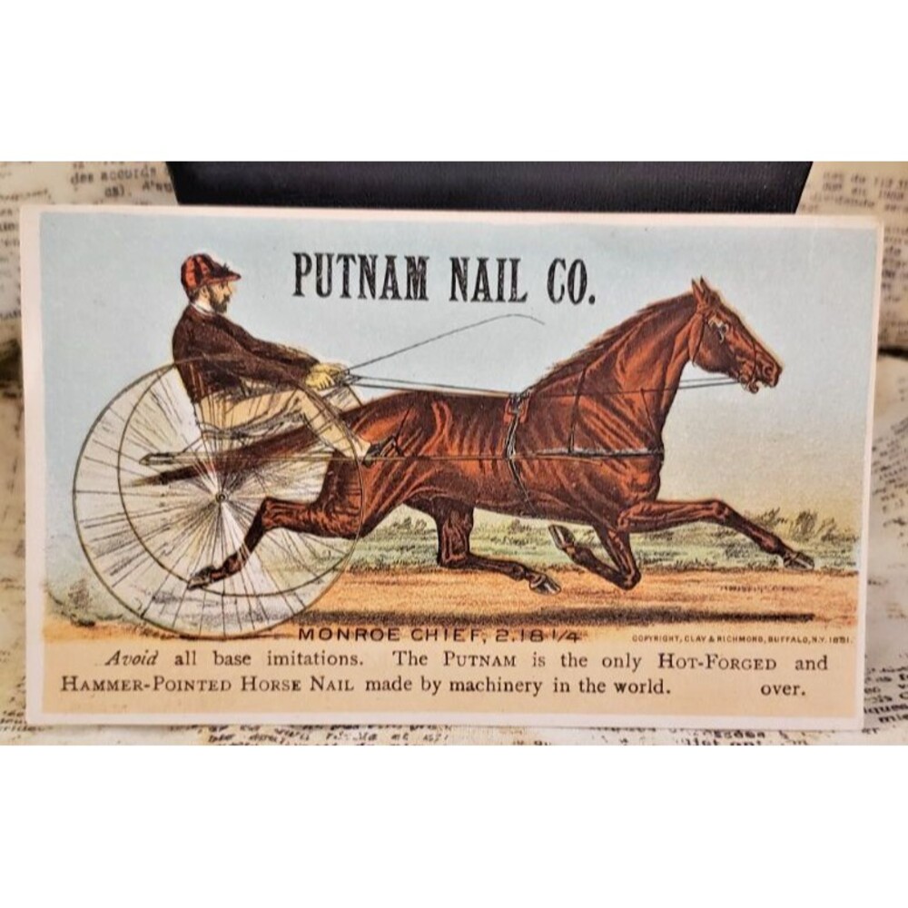 Monroe Chief, 2.18 1/4 - Advertisement for Putnam Nail Co. Victorian Trade Card